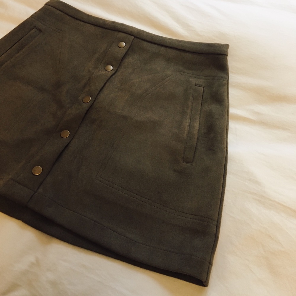 Olive Suede Mini Skirt